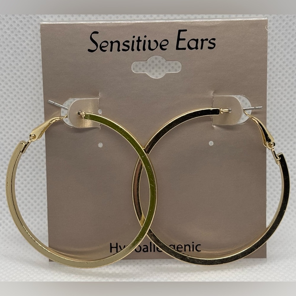 New Sensitive Ears Hypoallergenic Gold Hoop Earrings